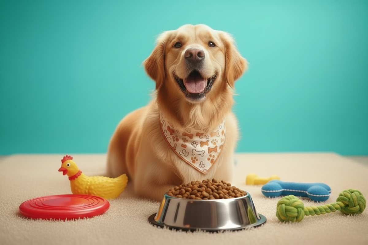 Portada Perro con plato de comida