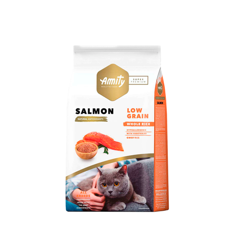 Alimento seco para gatos adultos Amity Low Grain Salmón 7 kg