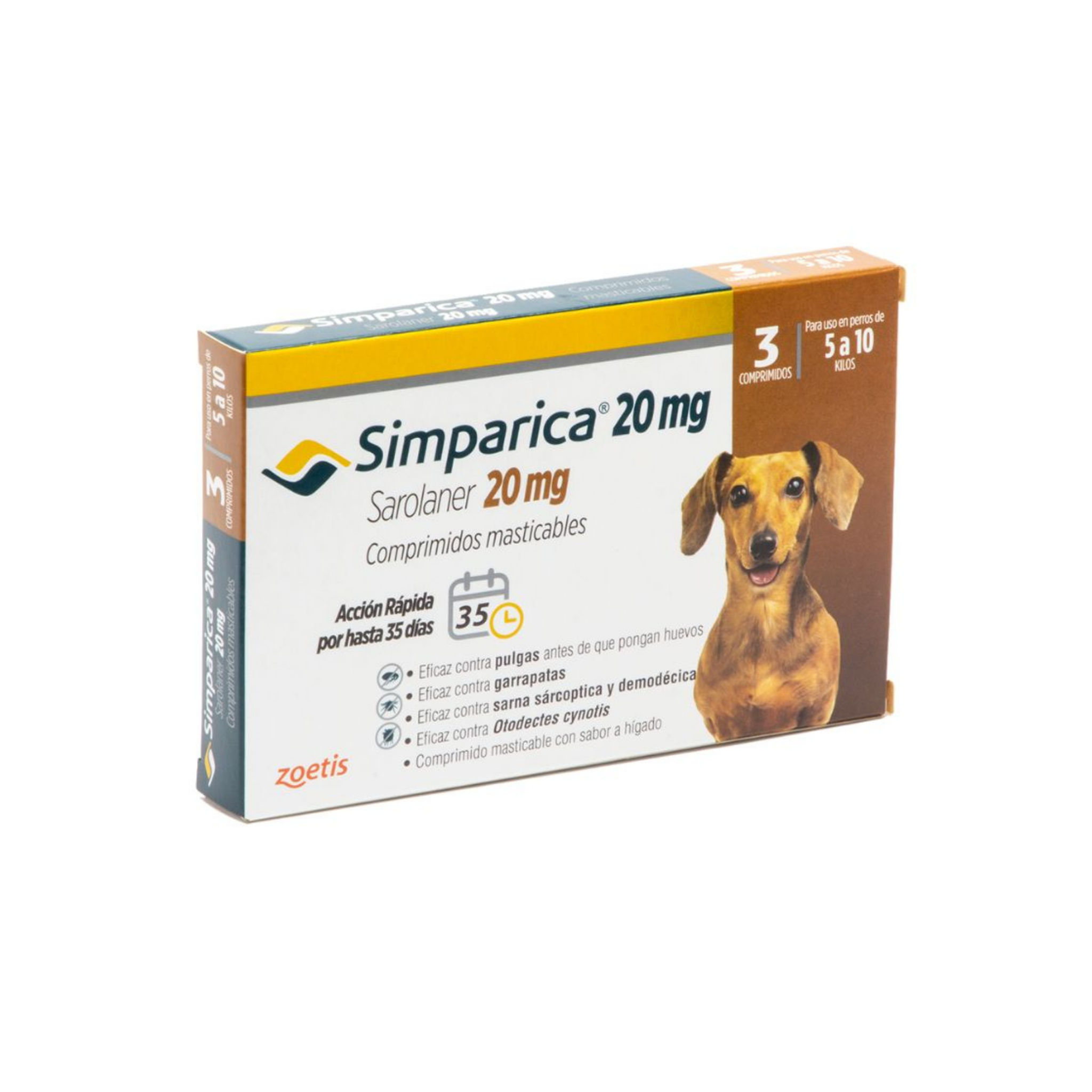 Antiparasitario Simparica 20 MG 5 a 10 Kg 3 Comprimidos