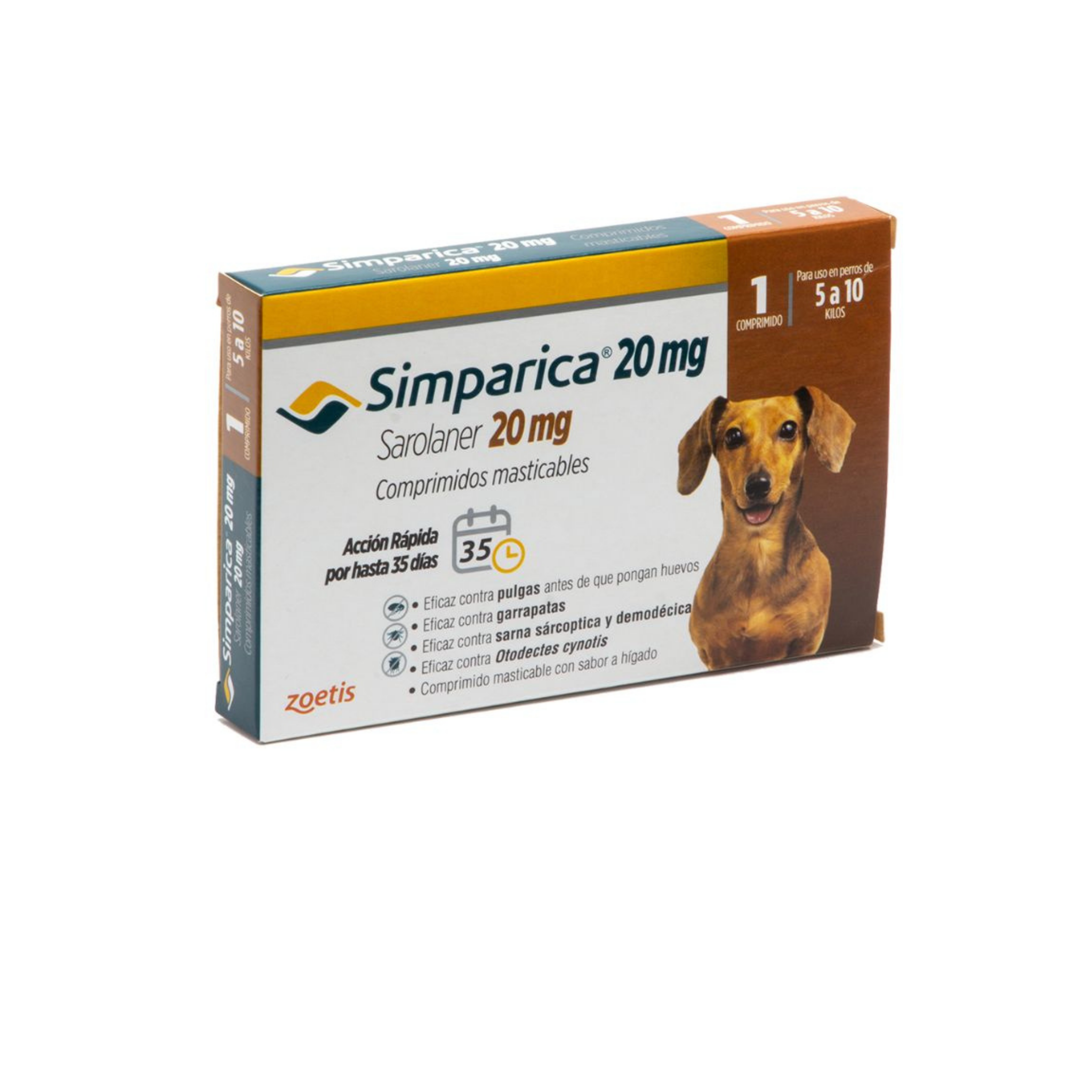 Antiparasitario Simparica 20 mg 5 a 10 Kilos 1 Comprimido