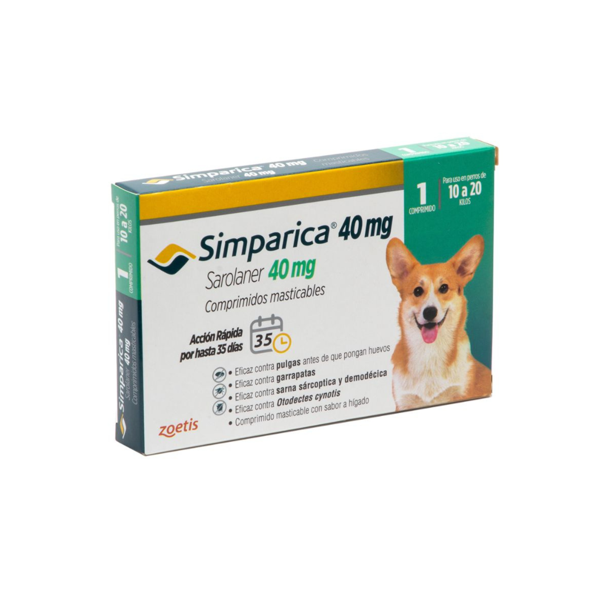 Antiparasitario Simparica 40mg 10 a 20 KG 1 Comprimido