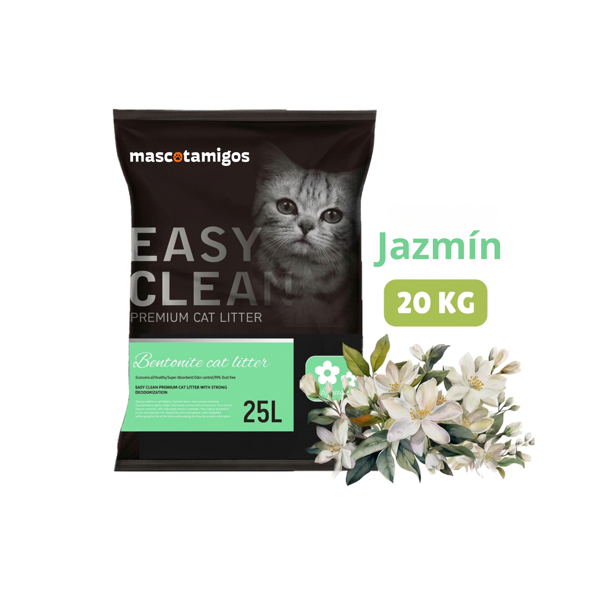 Arena aglomerante gatos Easy Clean jazmin 20 KG