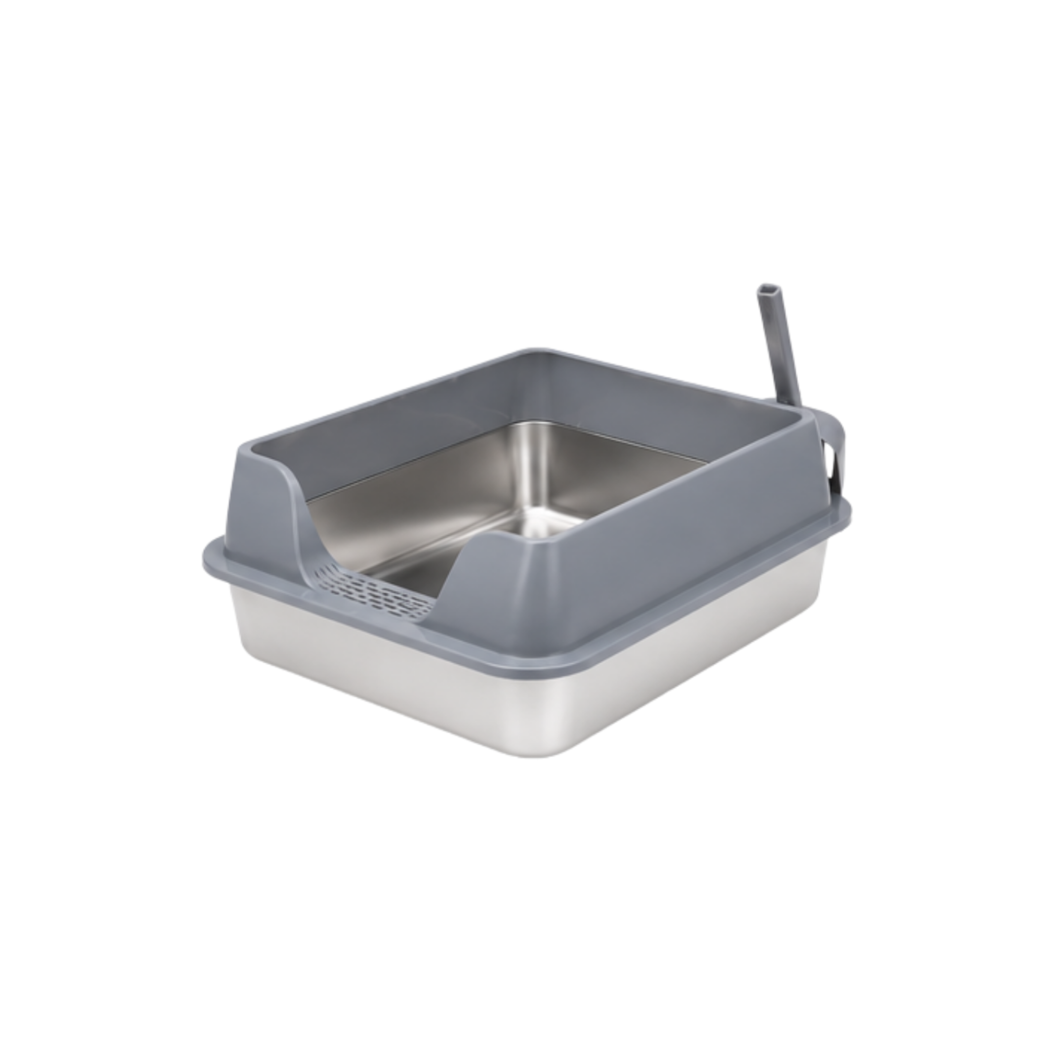 Baño sanitario de acero inoxidable para gatos