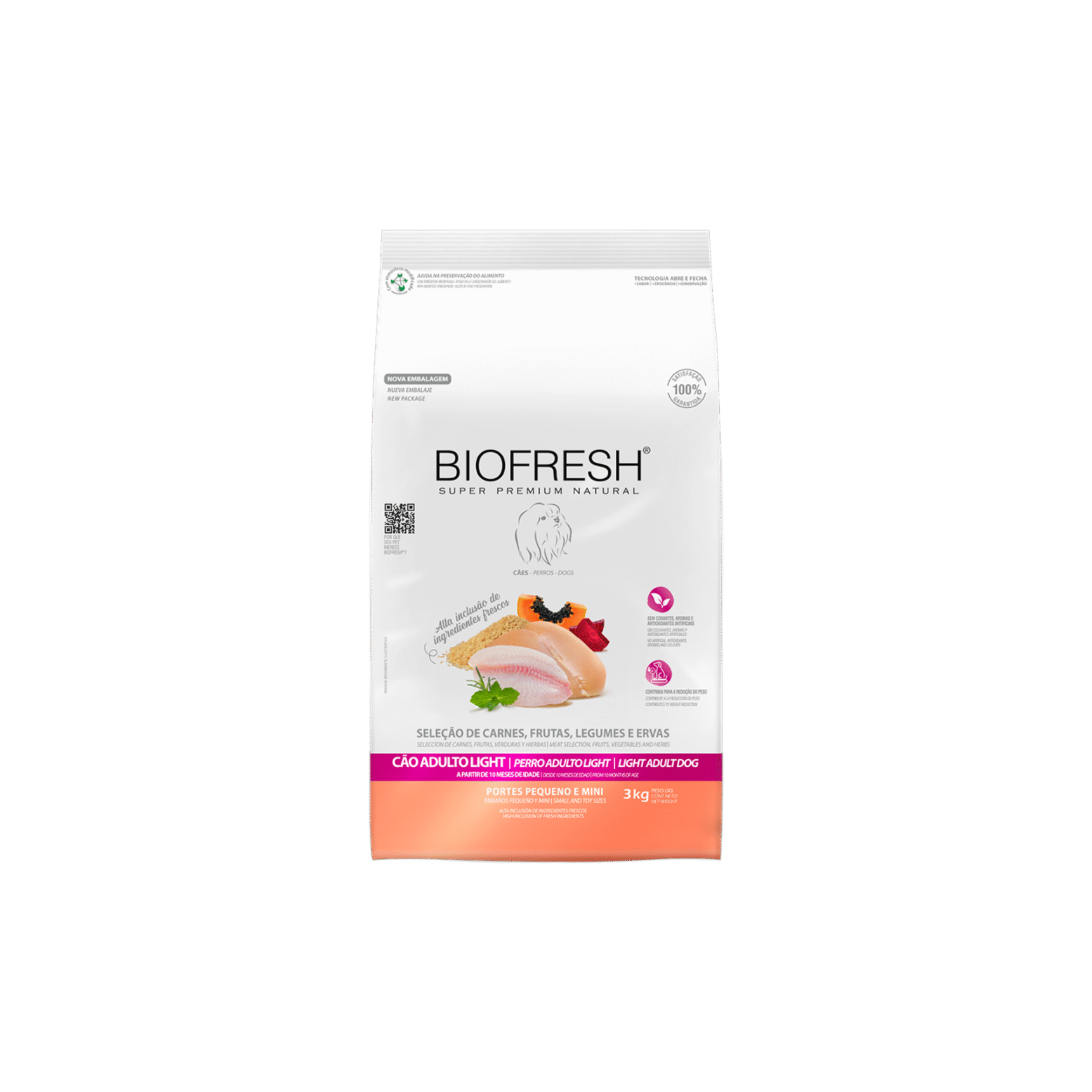 Alimento seco light para perros adultos razas pequeñas con sobrepeso Biofresh 3 KG