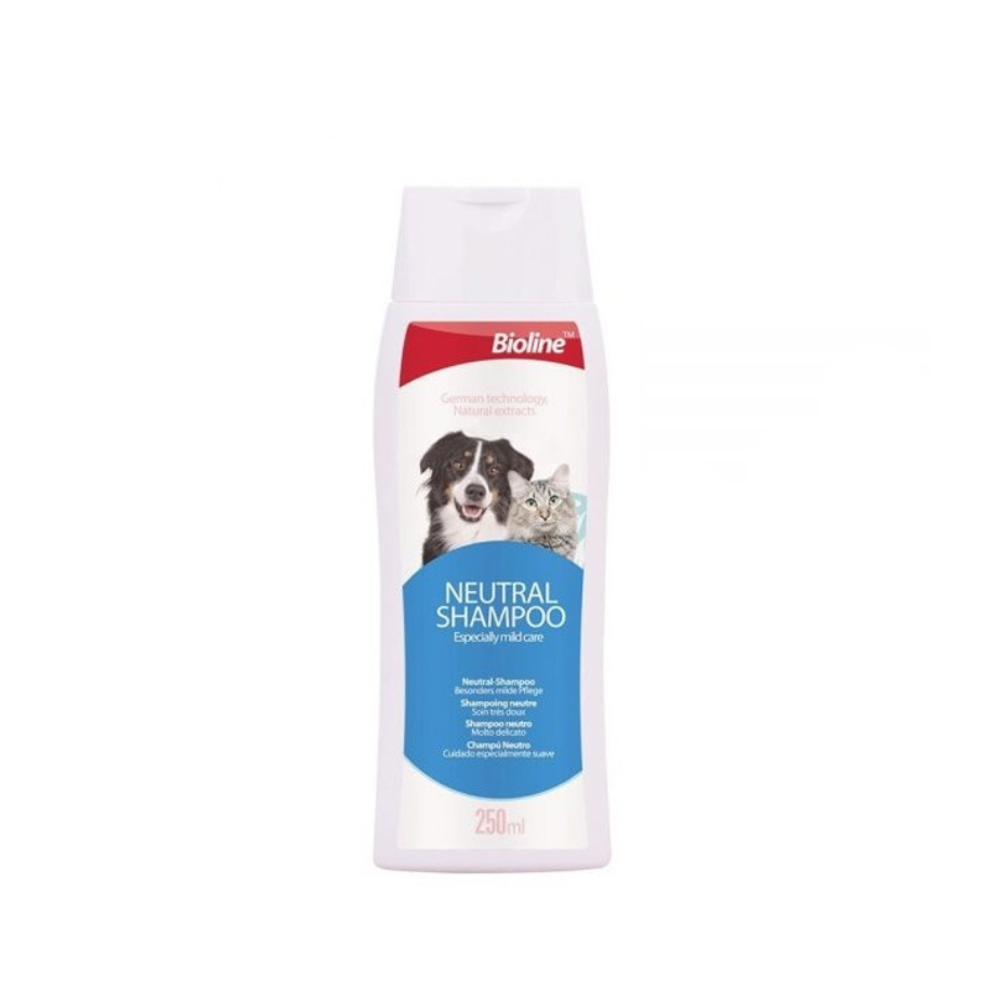 Shampoo neutro para perros y gatos Bioline sin fragancia 250 ML