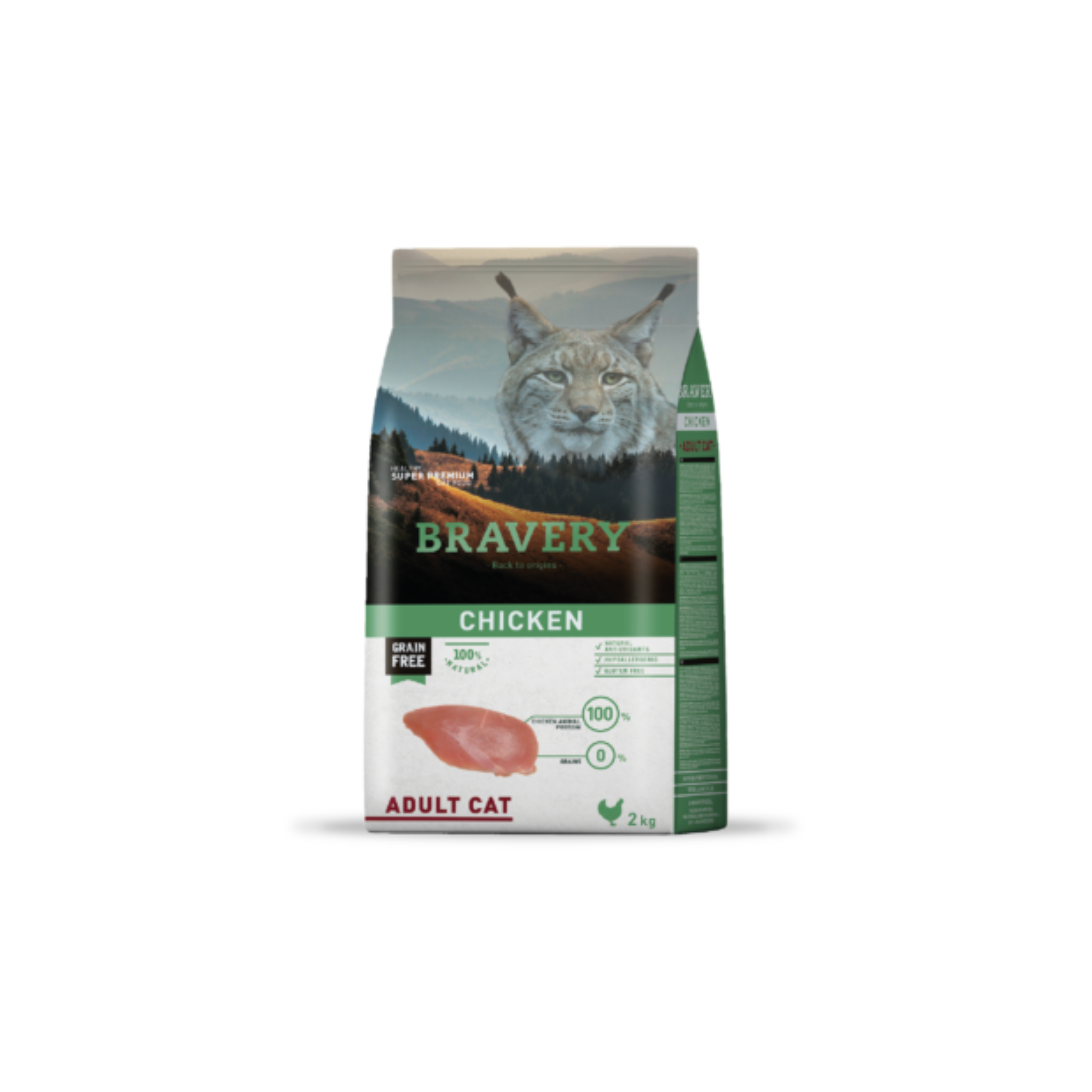 Alimento seco hipoalergénico para gatos adultos Bravery Pollo Adult 2 KG