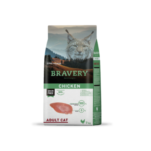 Alimento seco hipoalergénico para gatos adultos Bravery Pollo Adult 7 KG