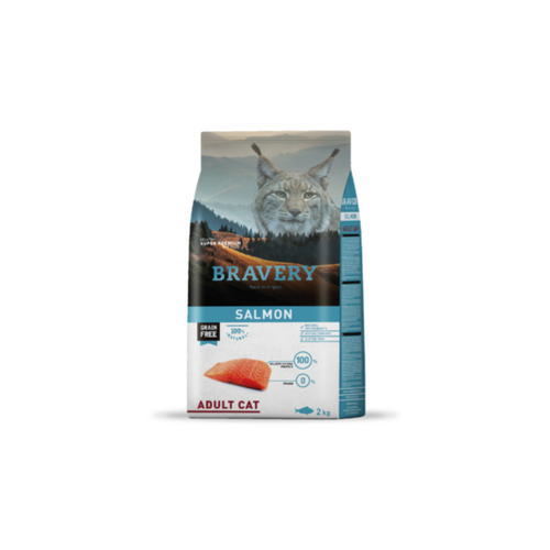 Alimento seco hipoalergénico para gatos adultos Bravery Salmón 2 KG