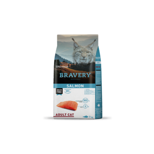 Alimento seco hipoalergénico para gatos adultos Bravery Salmón 7 KG