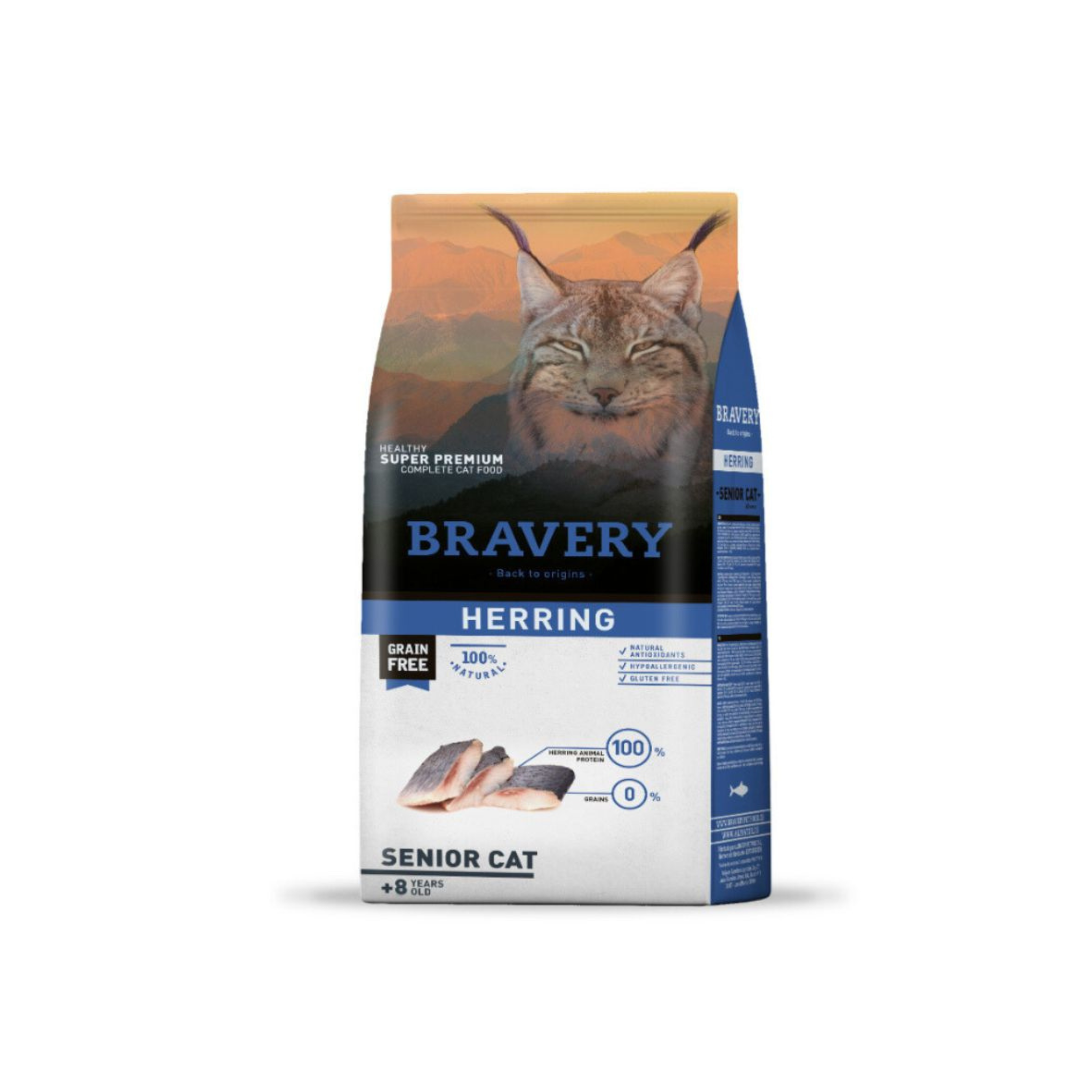 Alimento seco súper premium para gatos senior Bravery Arenque 7 KG