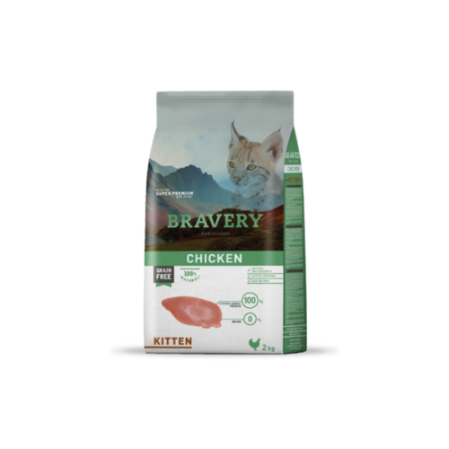 Alimento seco hipoalergénico para gatitos Bravery Pollo Kitten 2 KG