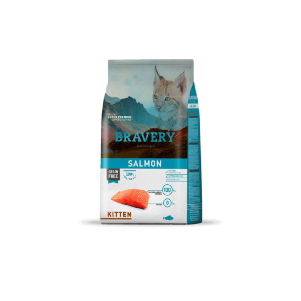 Alimento seco hipoalergénico para gatitos Bravery Kitten Salmón 2 KG