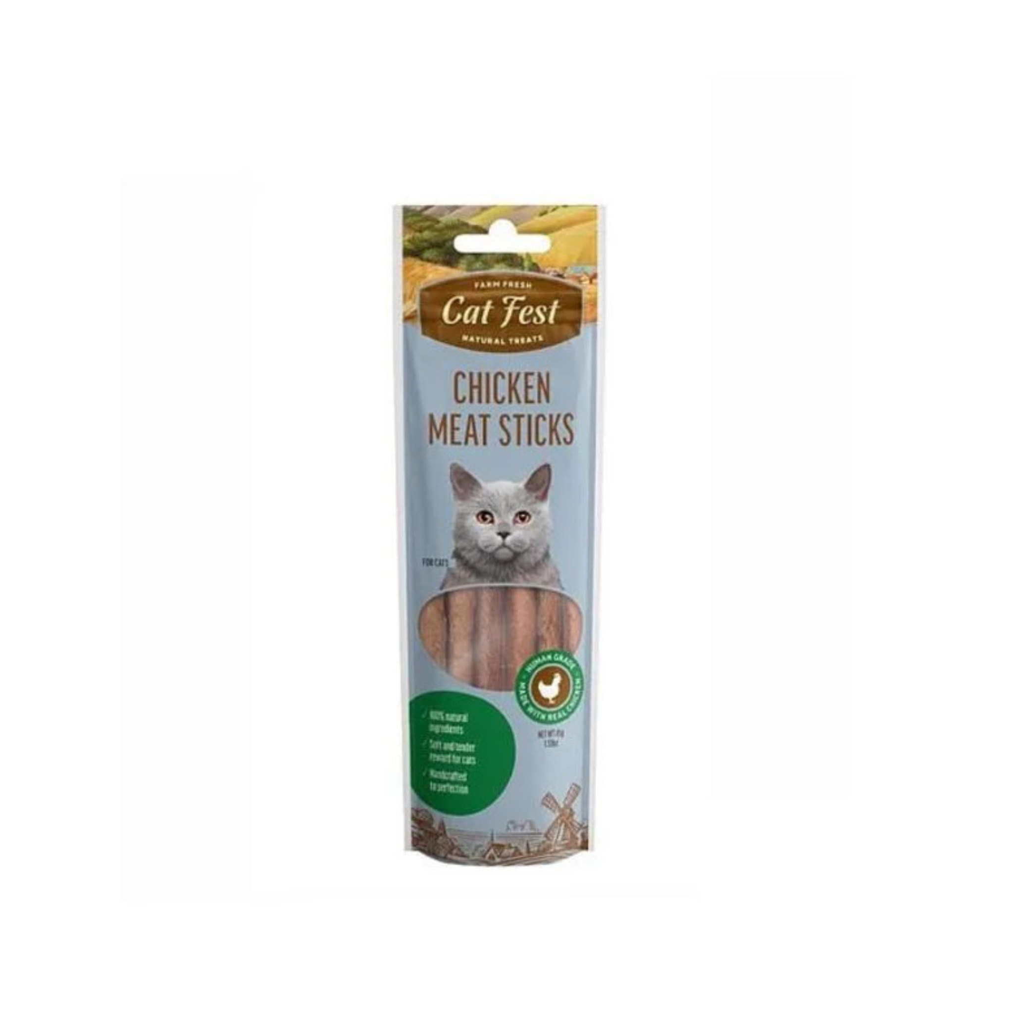 Premio palito de carne cordero para gatos CatFest Meat Sticks 45 GR fondo blanco