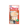 Snack cremoso para gatos Inaba Churu sabor pollo queso y vacuno pack 4 tubos fondo blanco