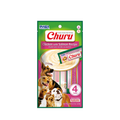 Snack cremoso para perros Inaba Churu Dog sabor pollo y salmón pack 4 tubos fondo blanco