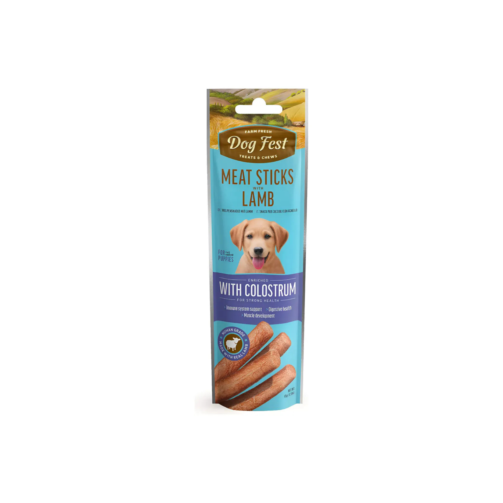 Premio barra con calostro para cachorros Dogfest sabor cordero