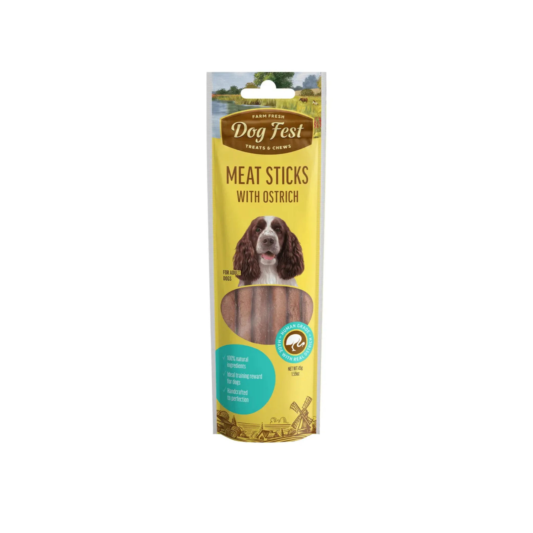 Palito masticable sabor avestruz para perros adultos Dogfest Meat Sticks 45 GR