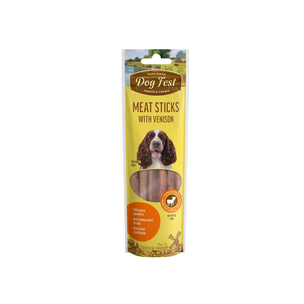 Palito masticable sabor venado para perros adultos Dogfest Meat Sticks 45 GR