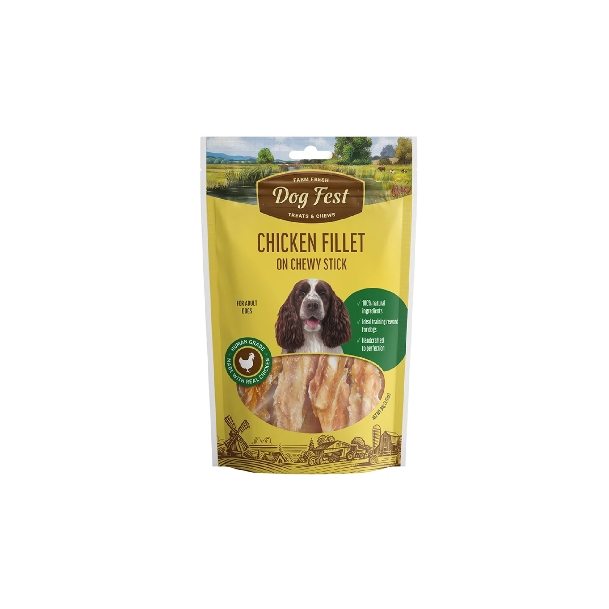 Tiras de pollo con barra masticable para perros adultos Dogfest 90 GR