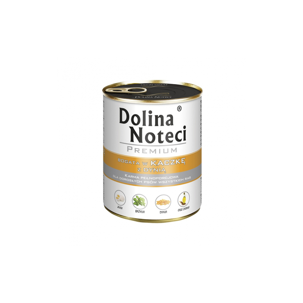 Alimento húmedo lata para perros adultos Dolina Noteci Premium pato y calabaza 800 GR