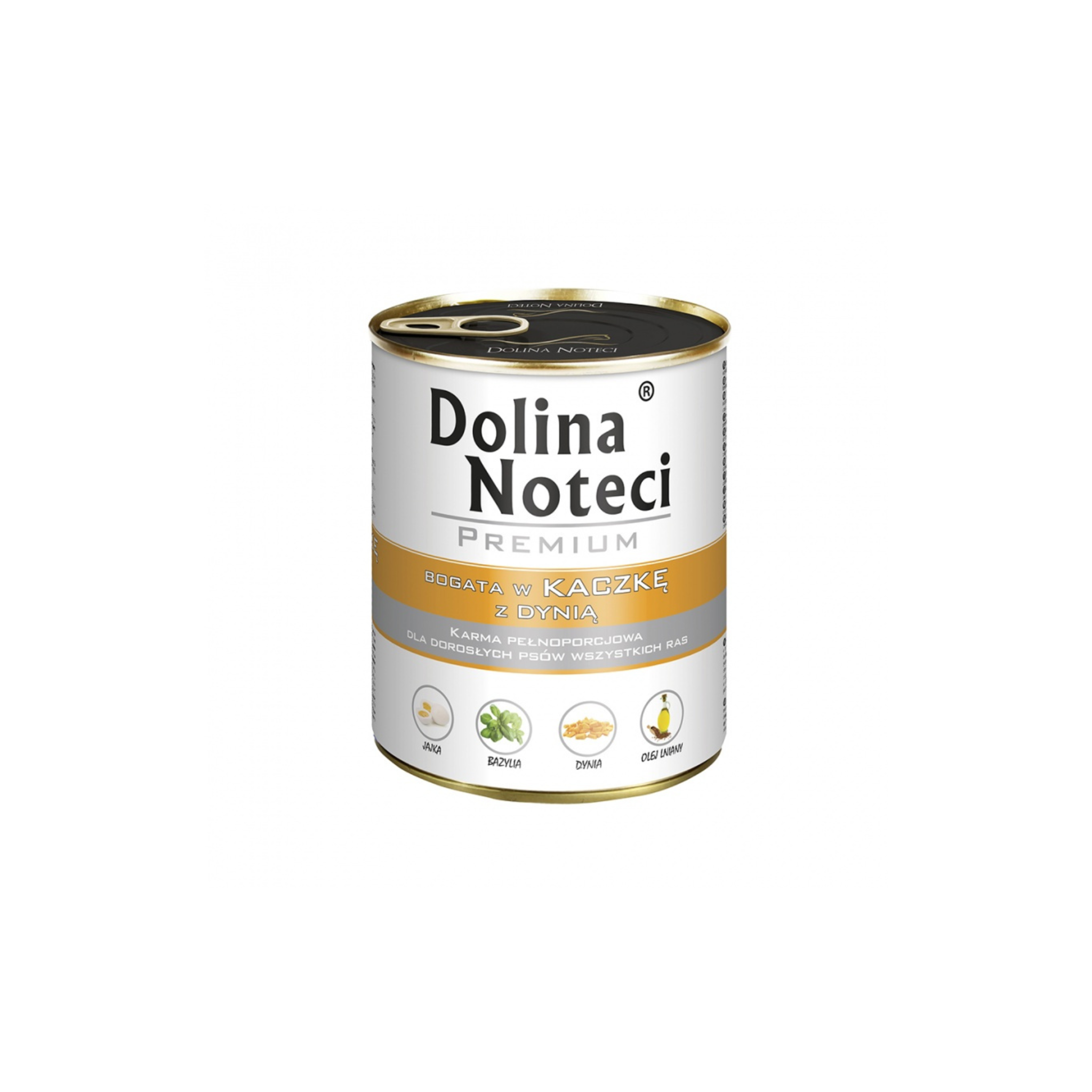 Alimento húmedo lata para perros adultos Dolina Noteci Premium pato y calabaza 800 GR