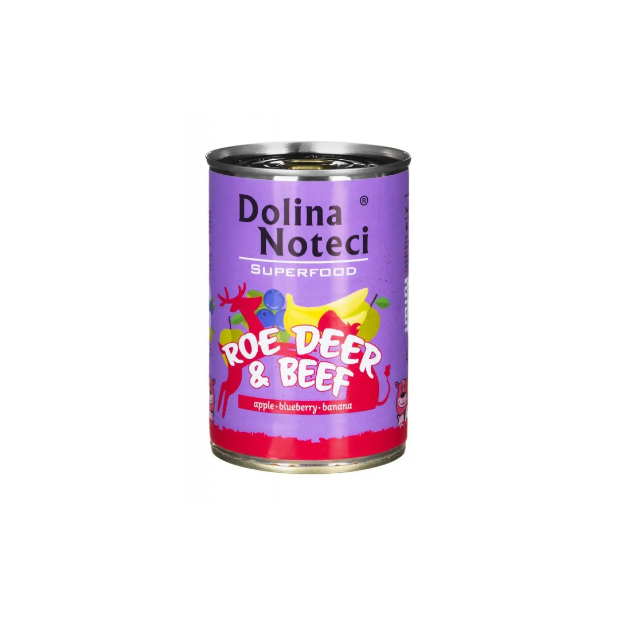 Alimento húmedo lata para perros adultos Dolina Noteci SuperFood corzo y vacuno 400 GR