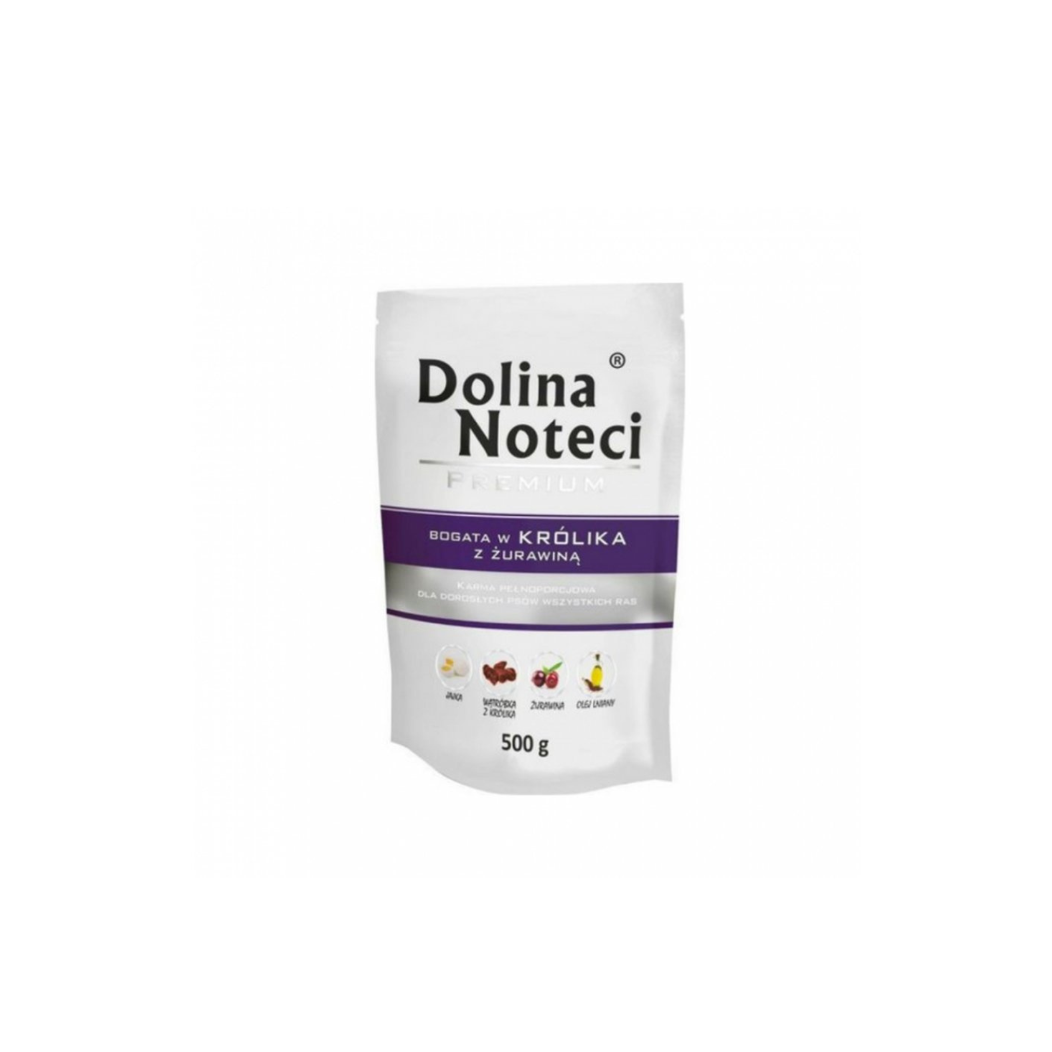 Alimento húmedo sachet para perros adultos Dolina Noteci Premium conejo y arándano 500 GR