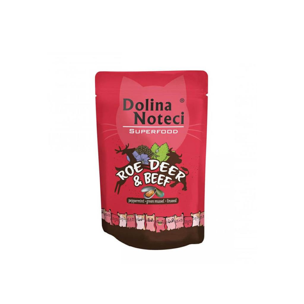 Alimento húmedo para gatos adultos Dolina Noteci SuperFood corzo y vacuno 85 GR