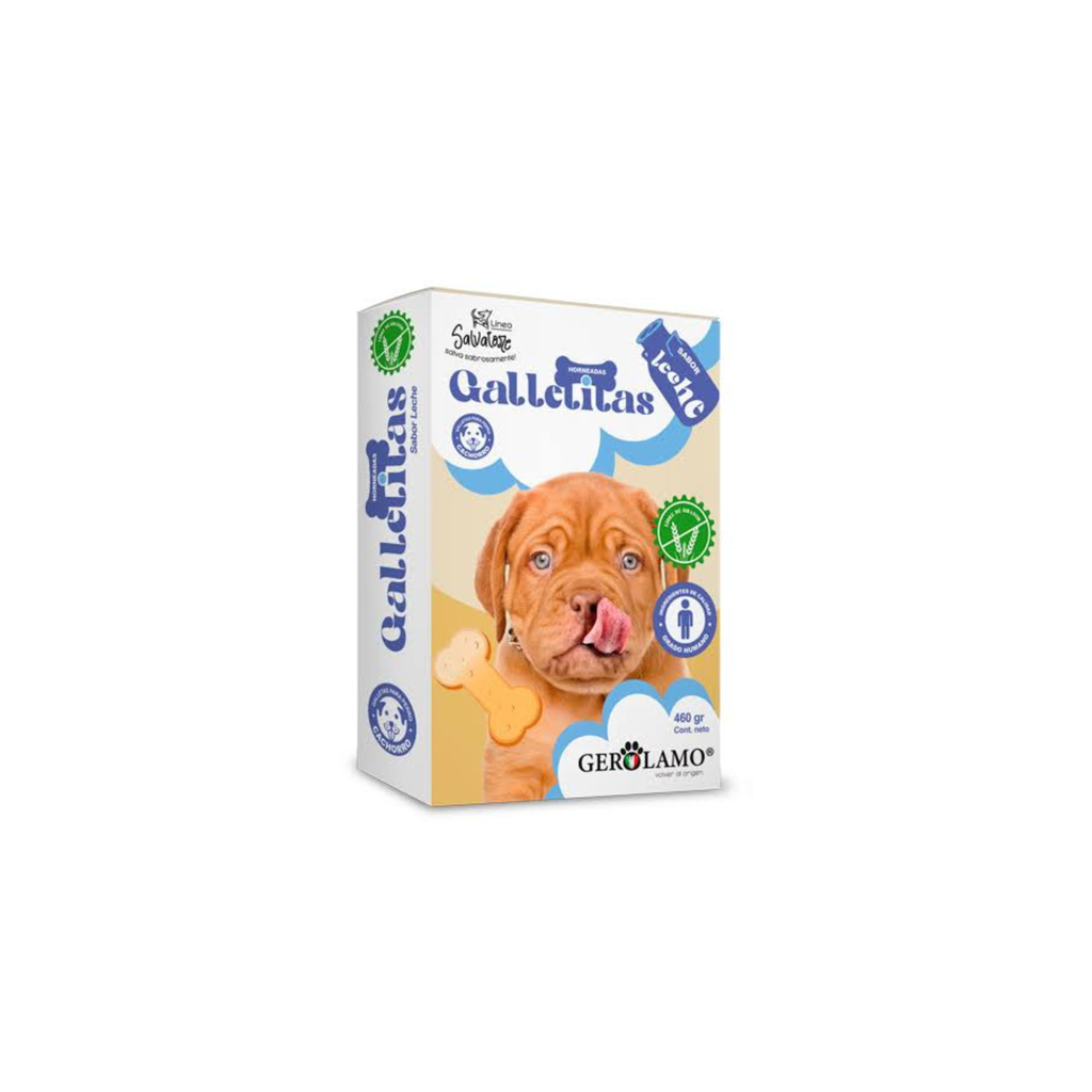 Galleta premio para cachorros sabor leche libre de granos Gerolamo 460 gr