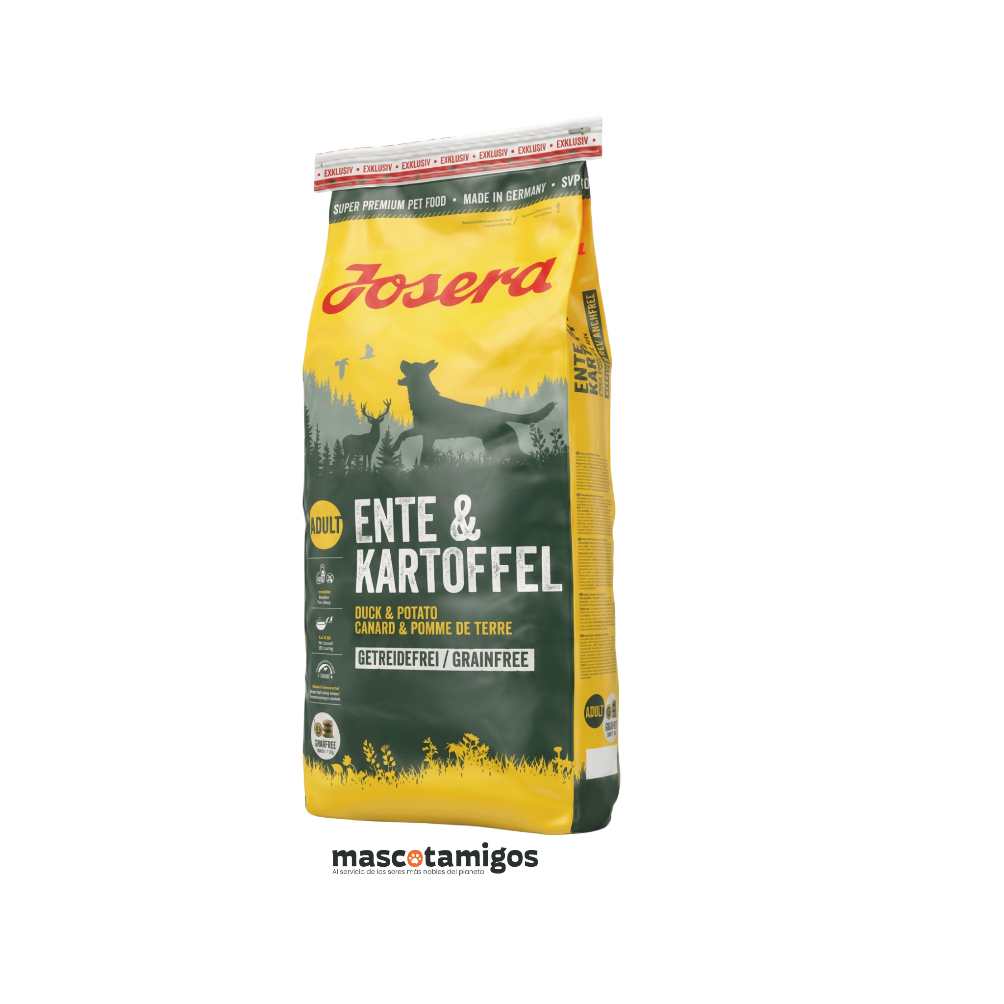 Alimento seco libre de cereales hipoalergénico perros adultos Josera Ducky Potato pato 12.5 KG