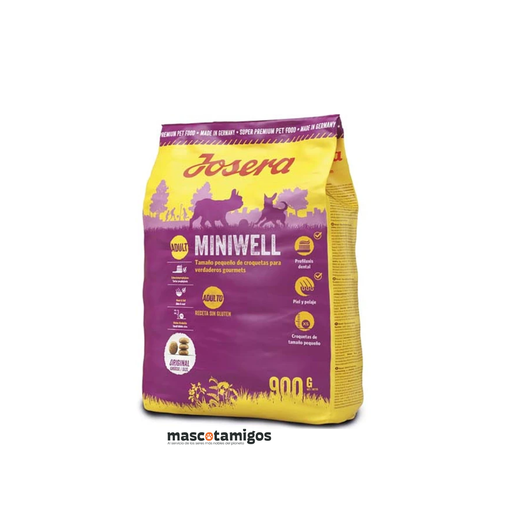 Alimento seco súper premium para perros adultos raza pequeña Josera Miniwell 900 GR