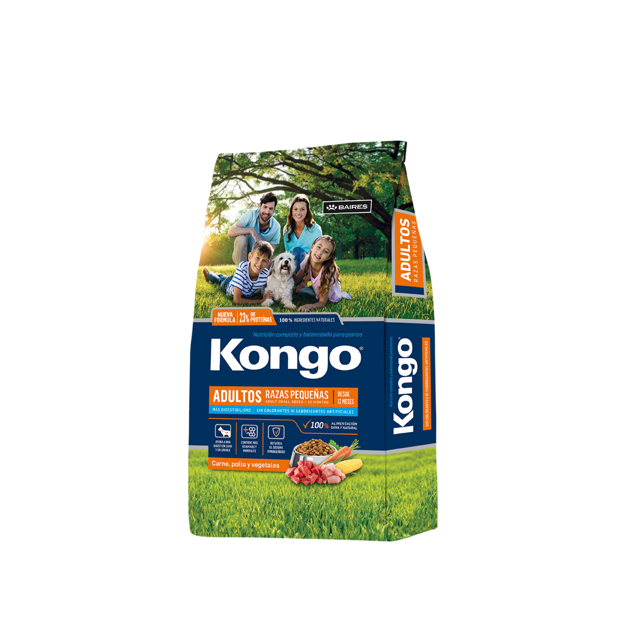 Alimento seco para perros adultos razas pequeñas Kongo vacuno y pollo 15 KG fondo blanco