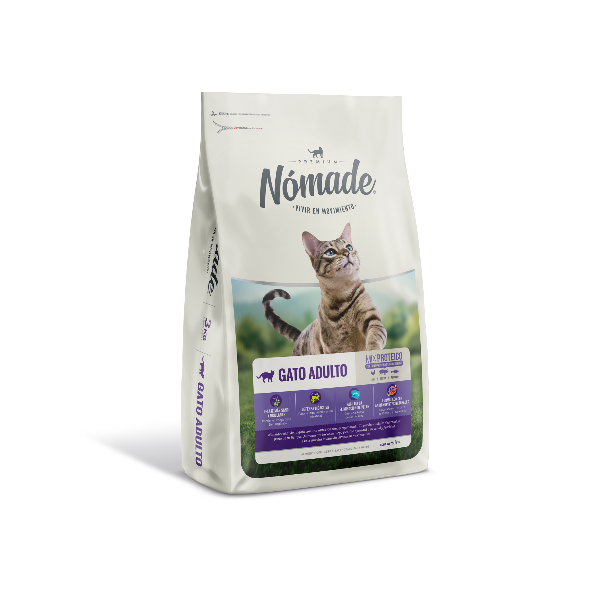 Alimento seco para gatos adultos Nómade eliminación bolas de pelo 10 KG