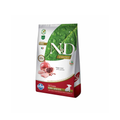 Alimento seco sin cereales para cachorros razas pequeñas N&D Prime Farmina pollo y granada Puppy Mini 2 KG fondo blanco