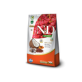 Alimento seco sin cereales para gatos adultos piel sensible N&D Quinoa Farmina pescado y quinoa 1.5 KG fondo blanco