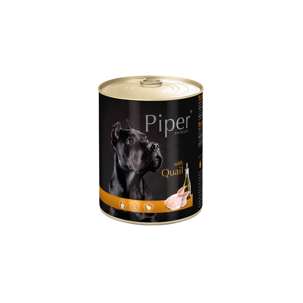 Alimento húmedo lata para perros adultos todas las razas Piper Animals codorniz y arándano 800 GR fondo blanco