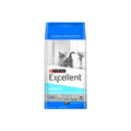 Alimento seco para gatos adultos todas las razas Purina Excellent Adult pollo carne y arroz 7.5 KG fondo blanco