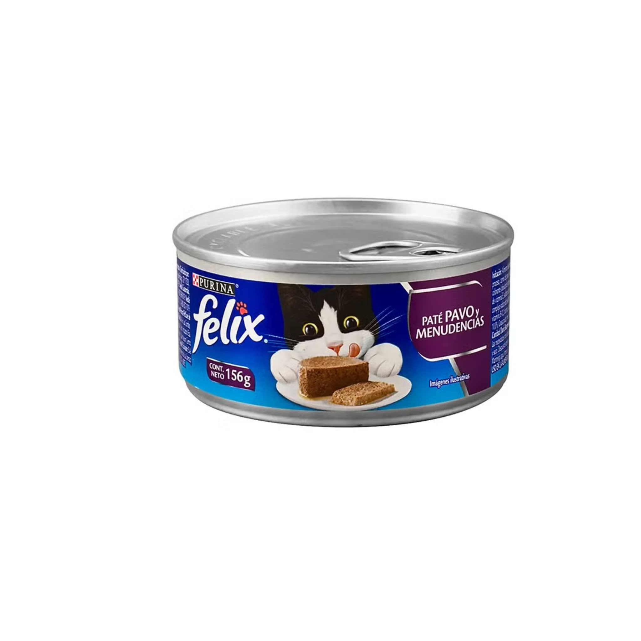 Alimento húmedo paté para gatos adultos Felix sabor pavo y menudencias fondo blanco