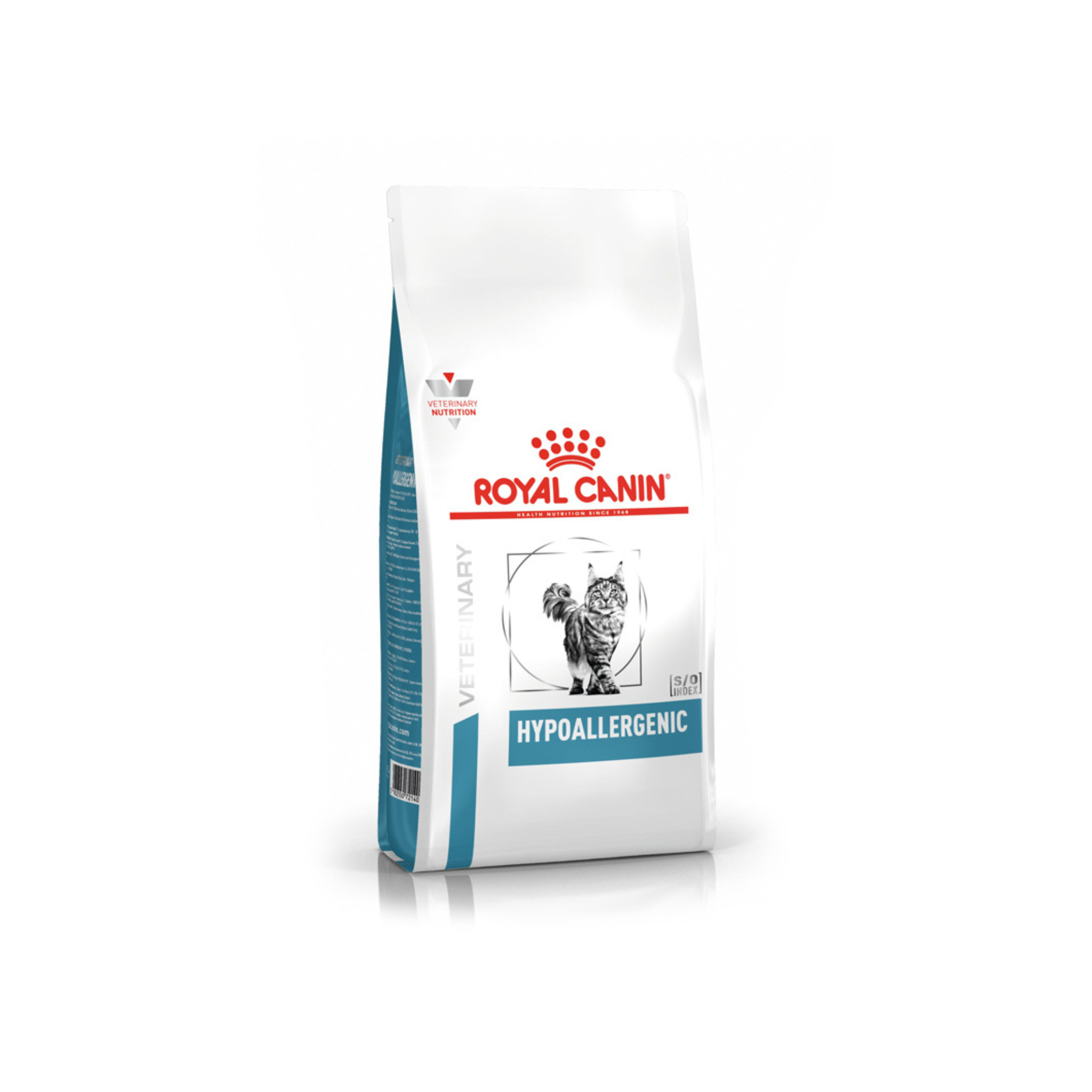 Alimento dietético veterinario hipoalergénico para gatos adultos Royal Canin Hypoallergenic Felino 1.5 KG fondo blanco