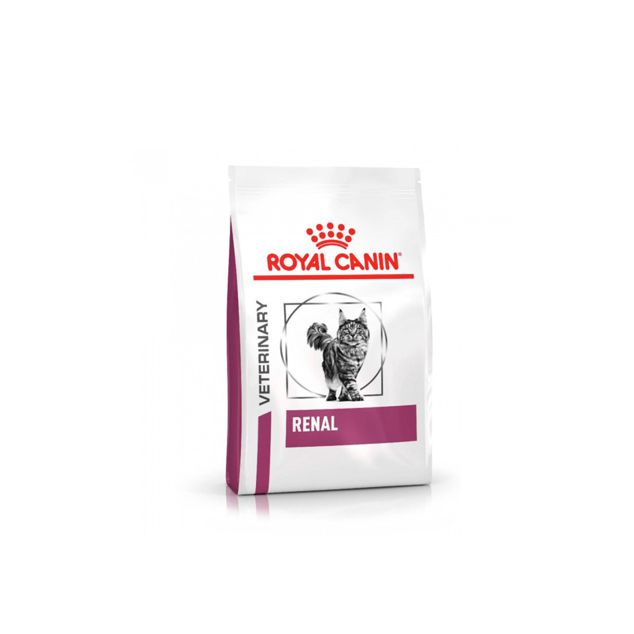 Alimento seco dietético veterinario para gatos adultos con insuficiencia renal Royal Canin Renal Felino 2 KG fondo blanco