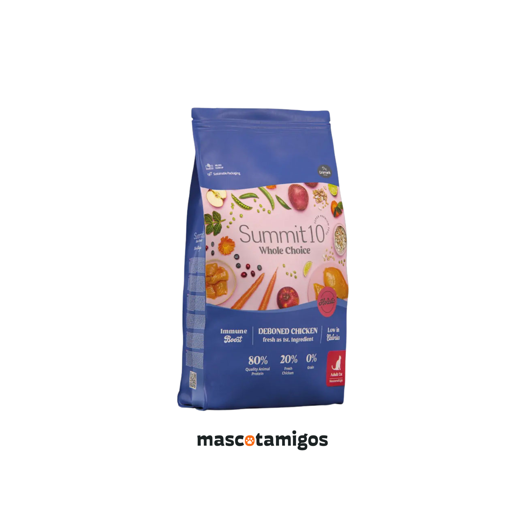 Alimento seco sin cereales para gatos adultos castrados Summit 10, 7 KG