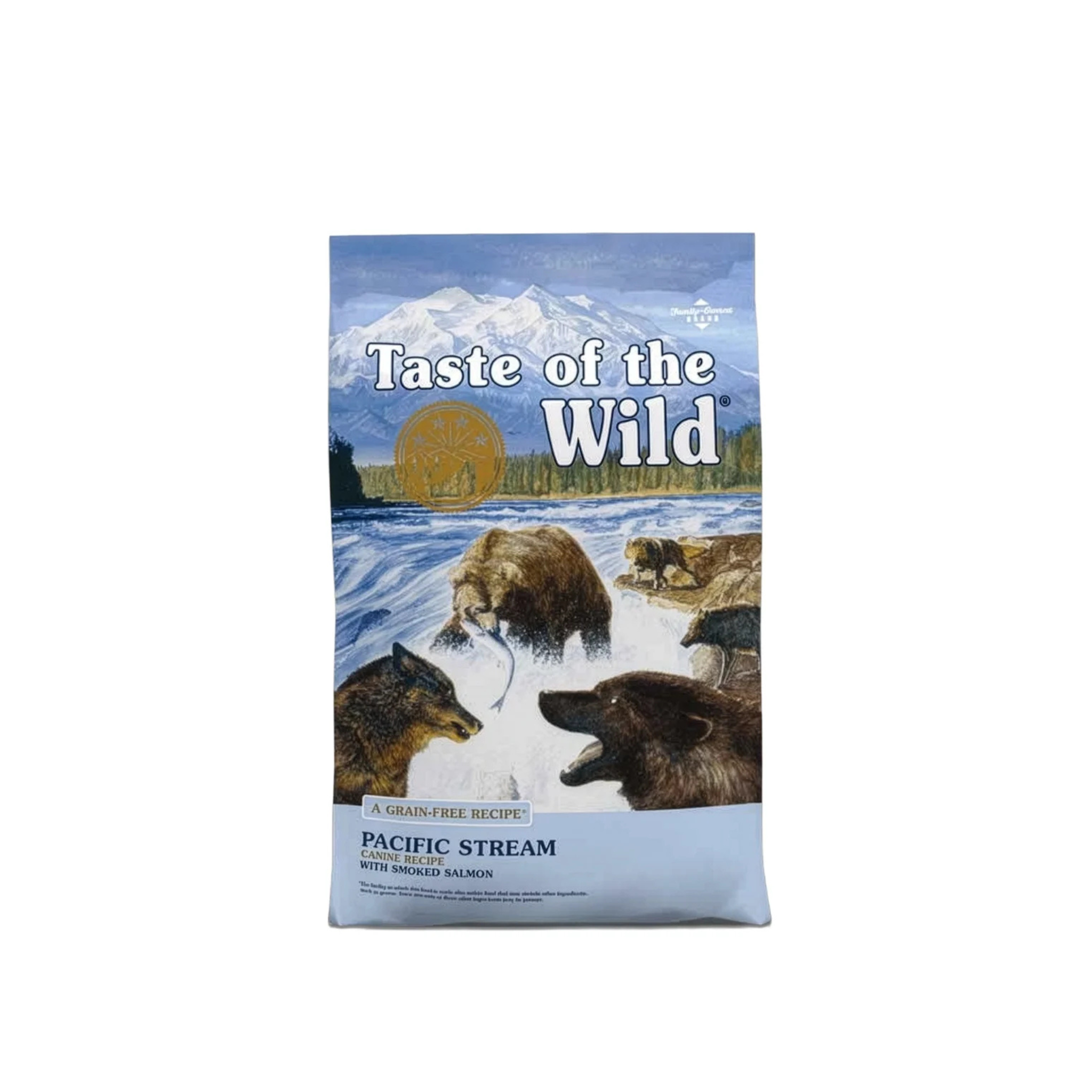 Alimento seco sin cereales para perros adultos Taste of the Wild Pacific Stream salmón ahumado 12 KG fondo blanco