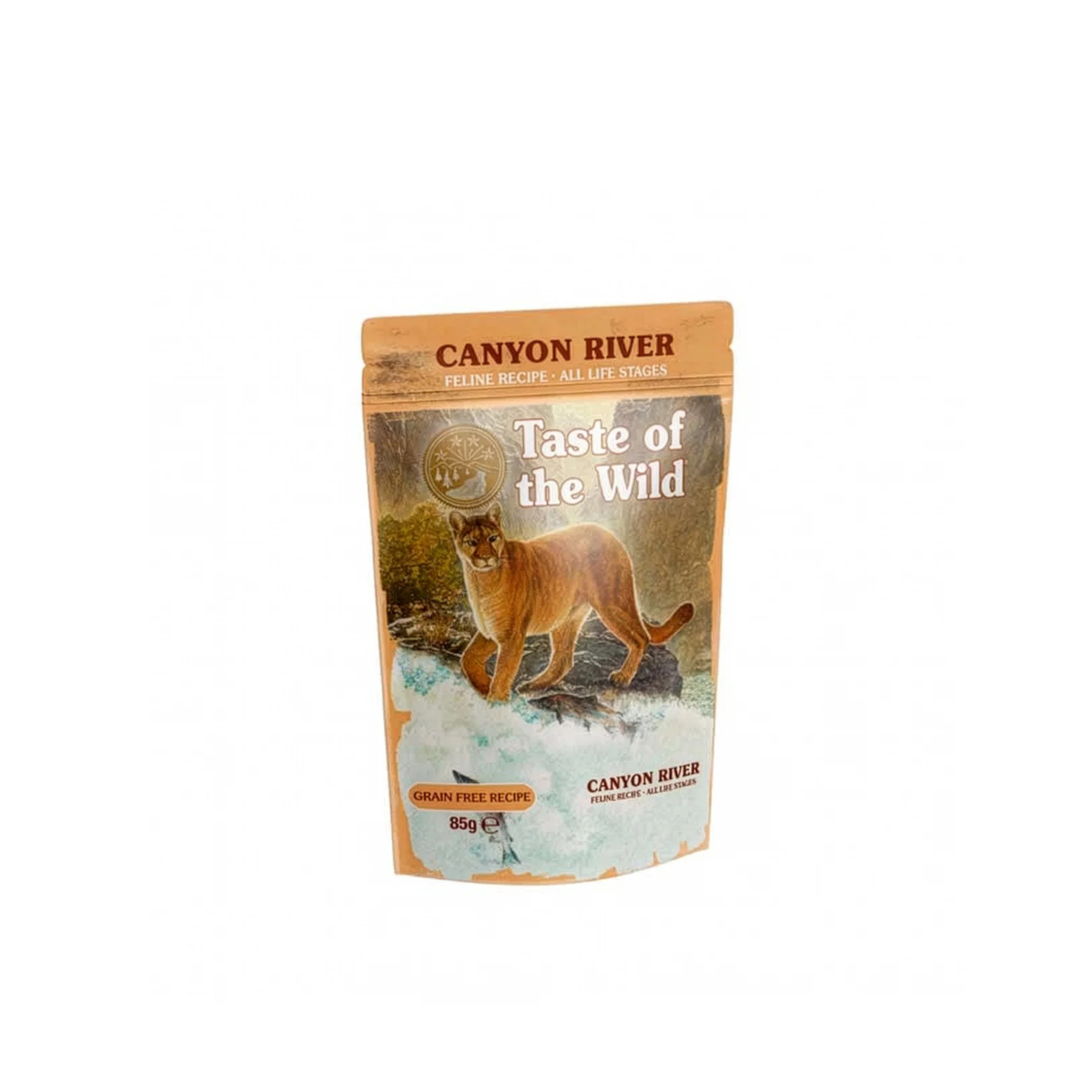 Alimento húmedo para gatos, 85 gr, fondo blanco