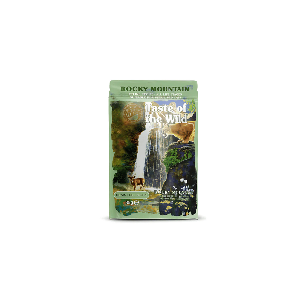 Alimento húmedo para gatos, 85 gr, fondo blanco