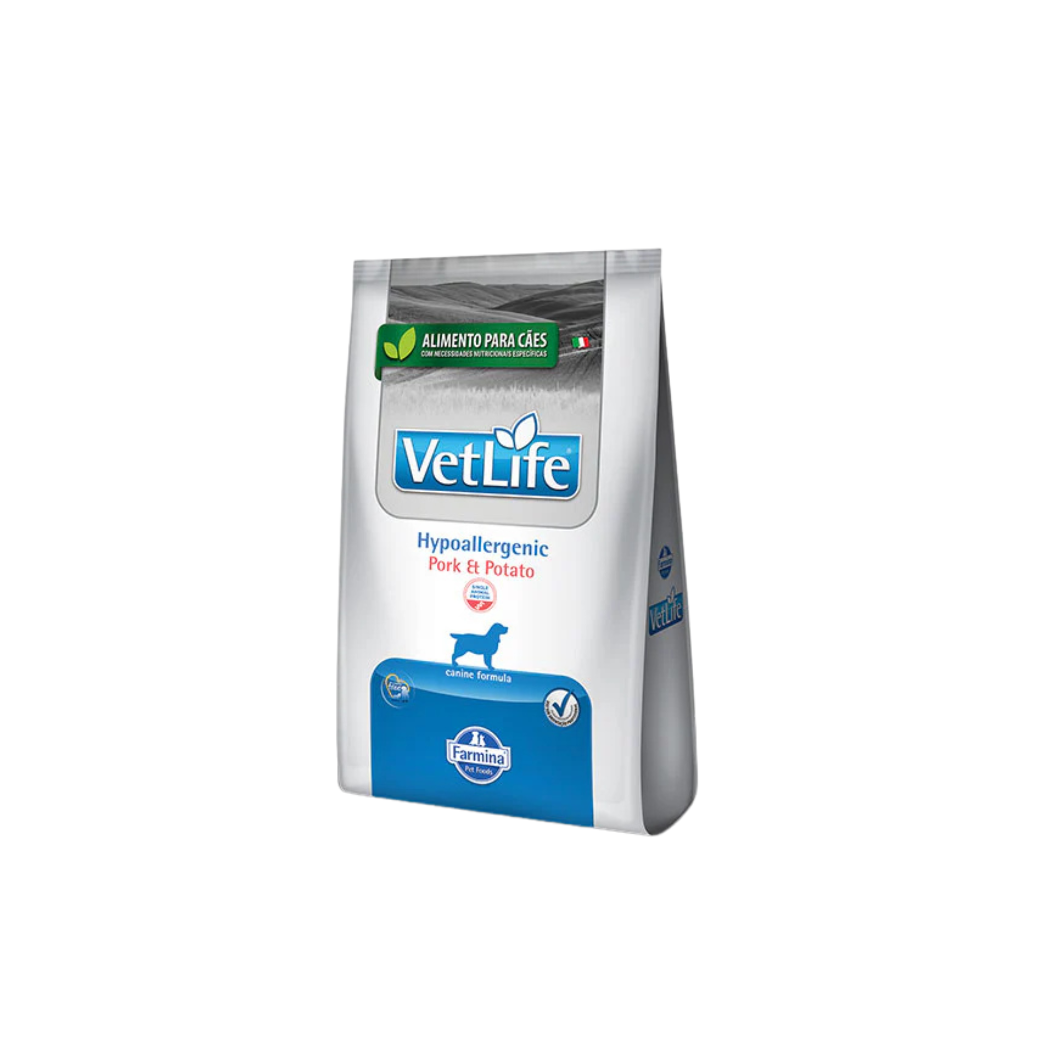Alimento dietético hipoalergénico para perros con alergias VetLife Canino 2 KG fondo blanco