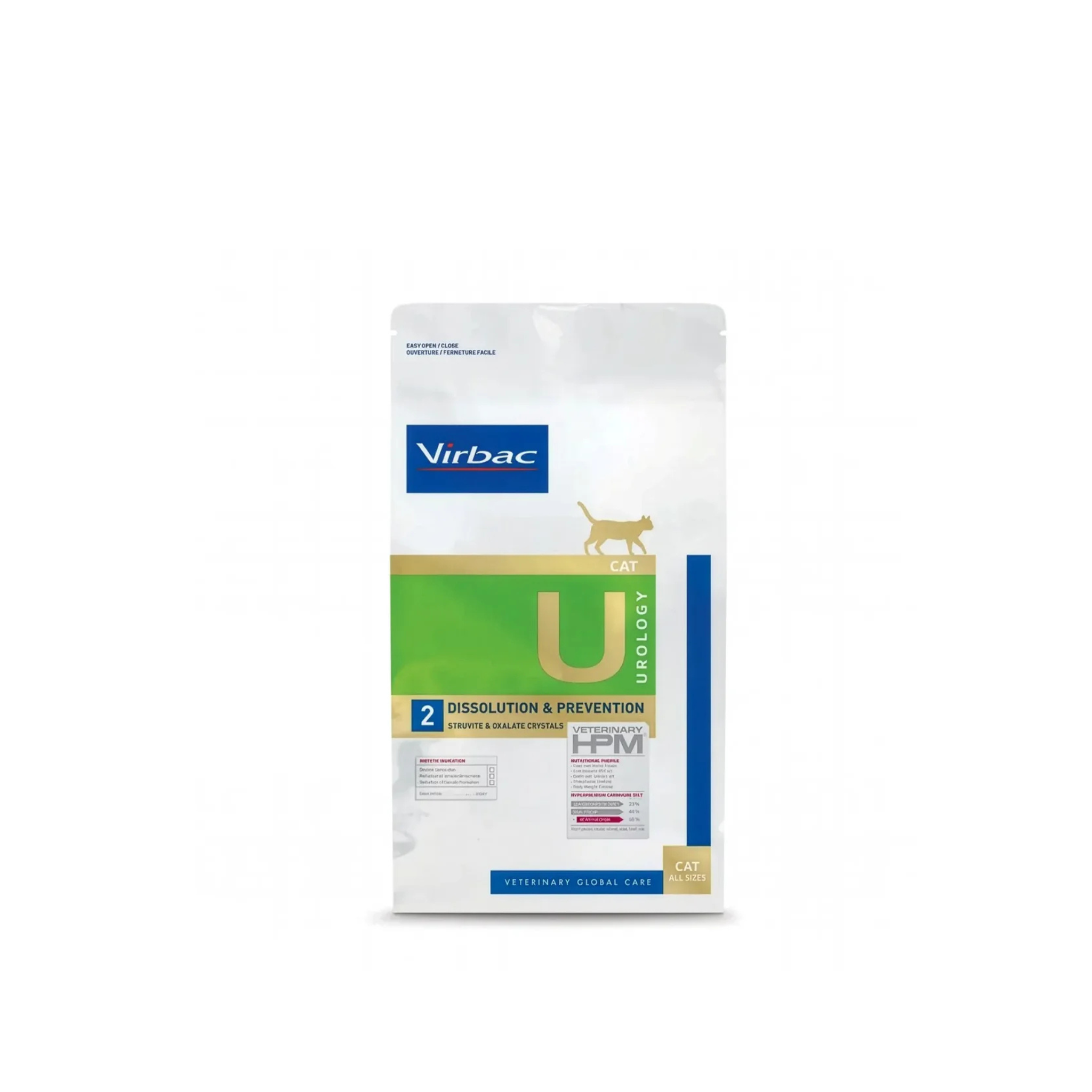 Alimento dietético prescripción para gatos con cálculos urinarios Virbac Veterinary HPM Urology 2 Dissolution Prevention 3 KG fondo blanco