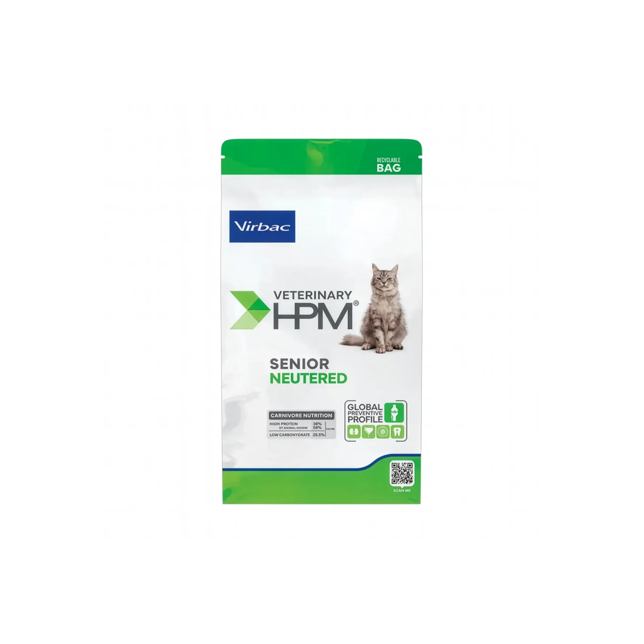 Alimento seco para gatos senior esterilizados mayores 10 años Virbac Veterinary HPM Senior Neutered Cat 3 KG fondo blanco