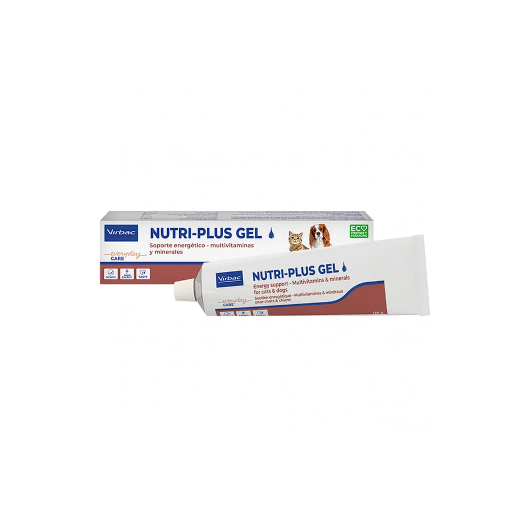 Suplemento nutricional energético en gel para perros y gatos Virbac Nutri-Plus Gel fondo blanco